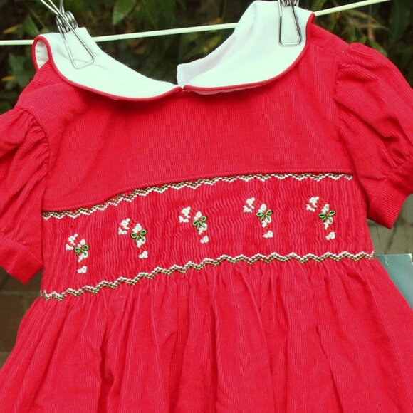 Anavini Candy Cane Embroidered Collared Red Dress 3M - Picture 2 of 3